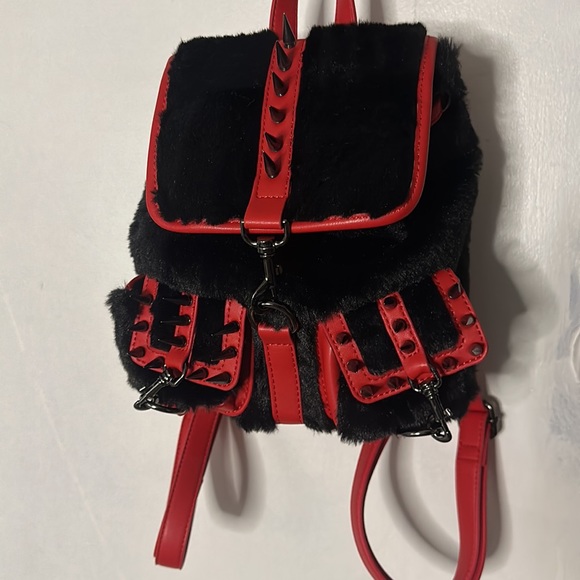 Dolls Kill Handbags - 🖤DOLLS KILL Red and black Spiked mini backpack🖤